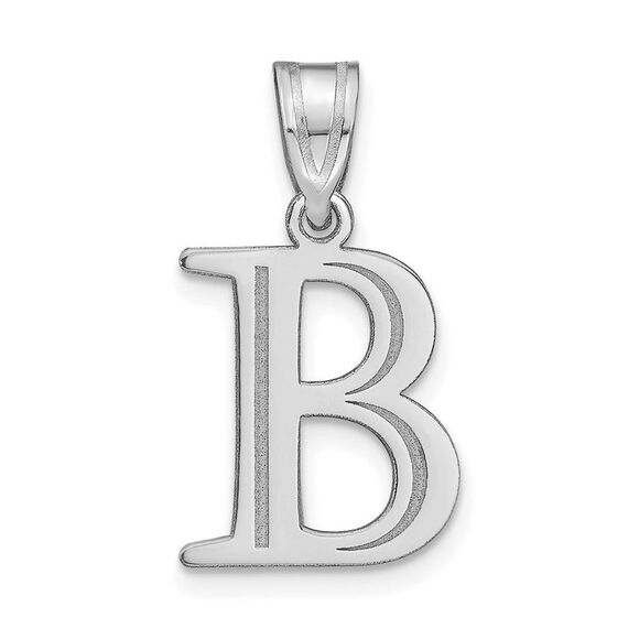 Kazi Luxury 14k White Gold Polished Etched Letter B Initial Pendant